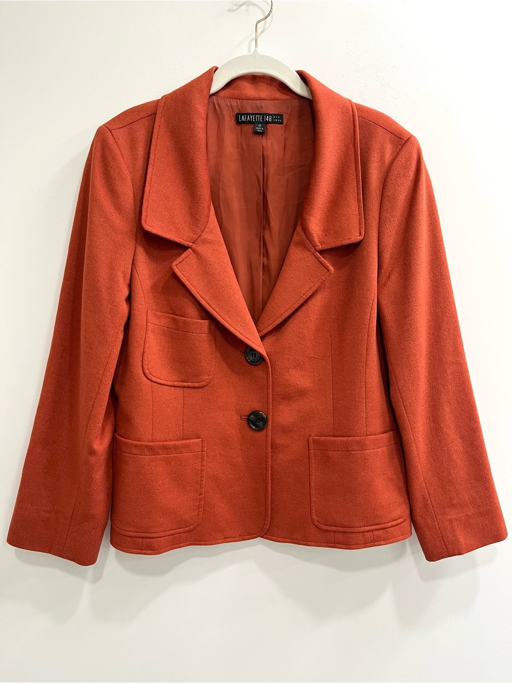 Lafayette 148 Loro Piana Wool Angora Blazer Jacket Sienna Burnt Orange Size 12